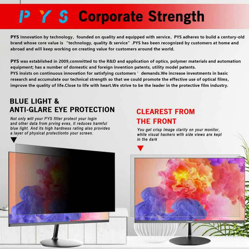 PYS Monitor Privacy Screen 27 inch -for Widescreen Computer Monitor[16:9 Aspect Ratio], Anti-Spy/Anti Blue/Anti-Scratch Protector Film for Data confidentiality - (WxH:598mm x 377mm) Black