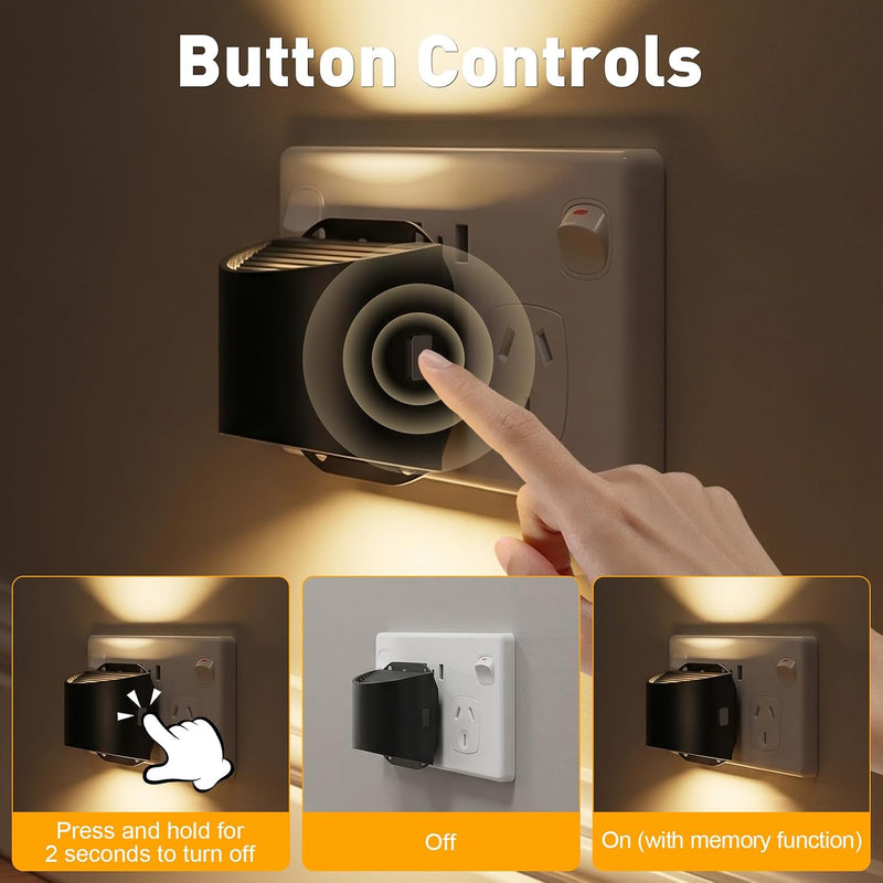 DORESshop LED Night Light[4 Pack], Night Lights Plug into Wall, 3 Mode Plug in Night Light with Motion Sensor, Dusk to Dawn Sensor, Nightlights for Adults, Bedroom, Bathroom, Hallway, Amber Black 4