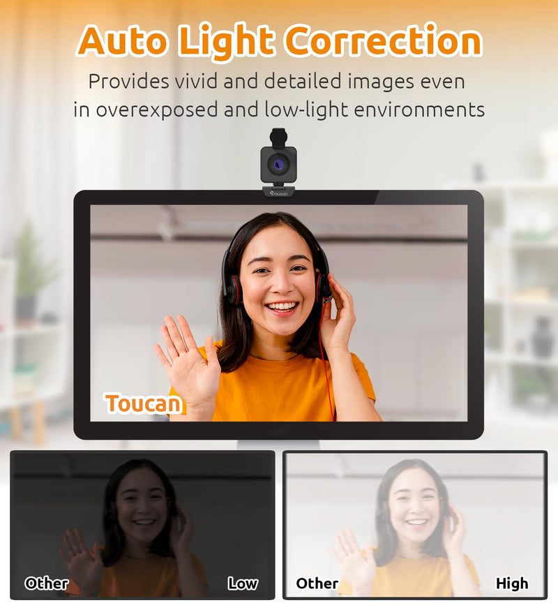 1080P Webcam with Microphone,Clear Stereo Audio, Auto-Light Balance Streaming Webcam, 115°View Computer Camera,Plug and Play USB Webcam for Skype, Zoom, FaceTime, Hangouts, PC/Laptop/Macbook/Tablet