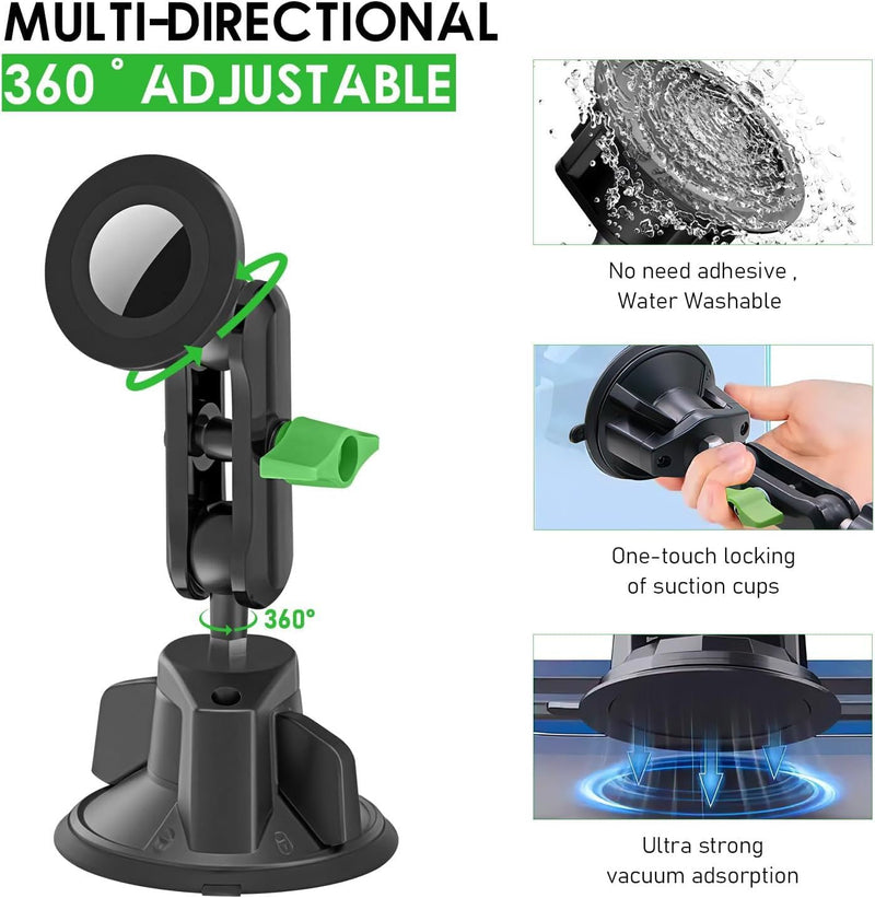 Vacuum Magnetic Car Phone Mount 360degrees Adjustable Phone Holder with 90mm Ultra Strong Suction Cup 10KG Load Bearing 17 Ball Head Aluminum Alloy Phone Mount for Car Windshield smartphones Android