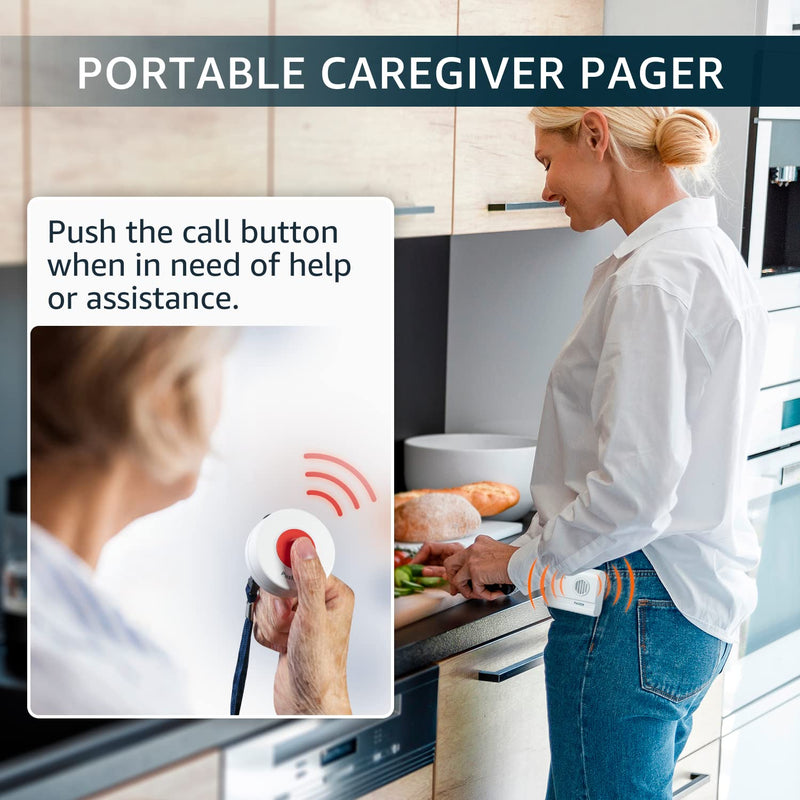 [AUSTRALIA] - Caregiver Pager Wireless Nurse Call Button for Elderly Monitoring SOS Alert System Portable Alarm Call Bell for Home Care Seniors Patients Emergency 3 Call Buttons 2 Pagers 