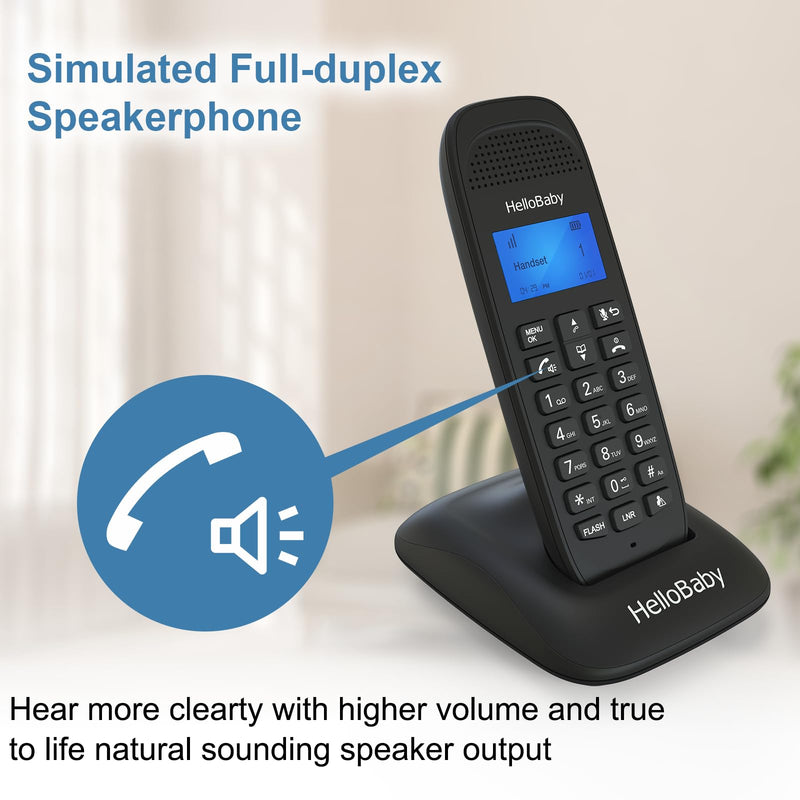HelloBaby DECT 6.0 Cordless Phone with 2 Handsets, Advanced Call Block, Expandable Cordless Phone with Trilingual Caller ID/Call Waiting, Full-Duplex Handset Speakerphone, Reliable 1000ft Range HB1688-2
