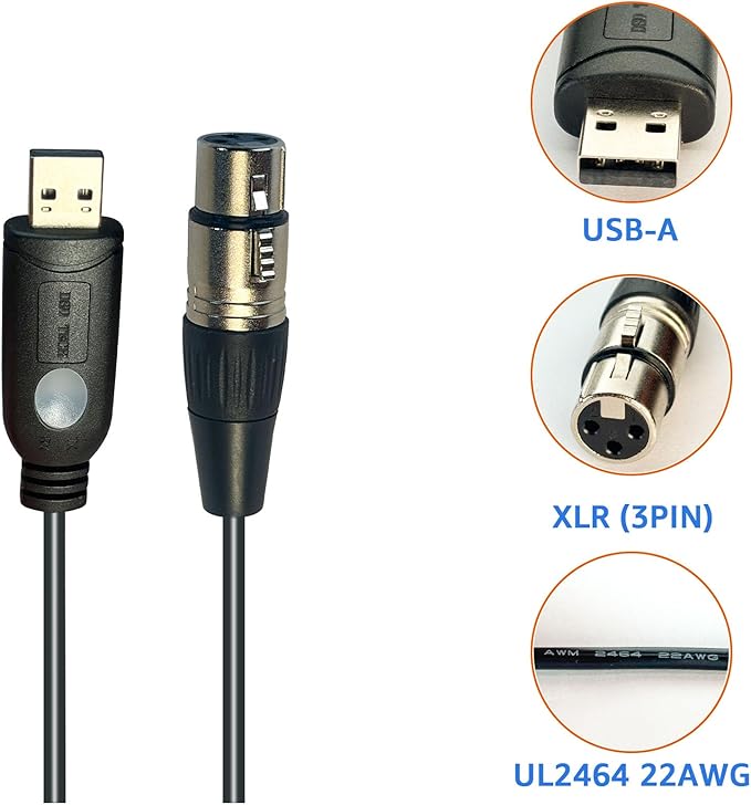[AUSTRALIA] - USB DMX-512 Adapter/Dongle Female XLR 3 Pin for Control Stage Lighting Equipment with Freestyler (3.3ft) 3.3ft 