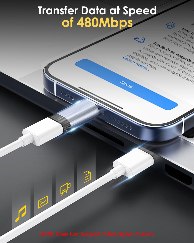 [AUSTRALIA] - MoKo 4 Pack Lightning Female to USB C Male Adapter, iPhone to USB C Adapter for iPhone 15/16 Pro/16 Pro Max/16 Plus, Galaxy S24, iPad Air/Pro, for Charging/Data Transfer, NOT for Audio/OTG, Gray 