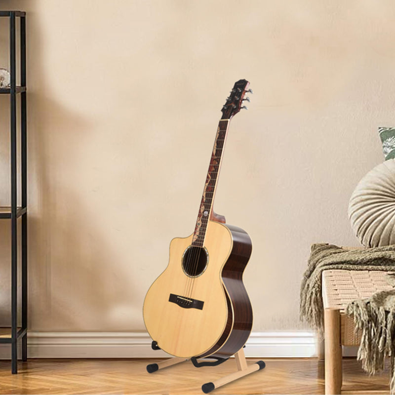 WOTLLA® Guitar Stand, Guitar Stands Floor with Sponges A Frame Folding Guitar Stand for Guitars Bass Cello Mandolin Banjo, Gifts for Guitar Players Beech Wood