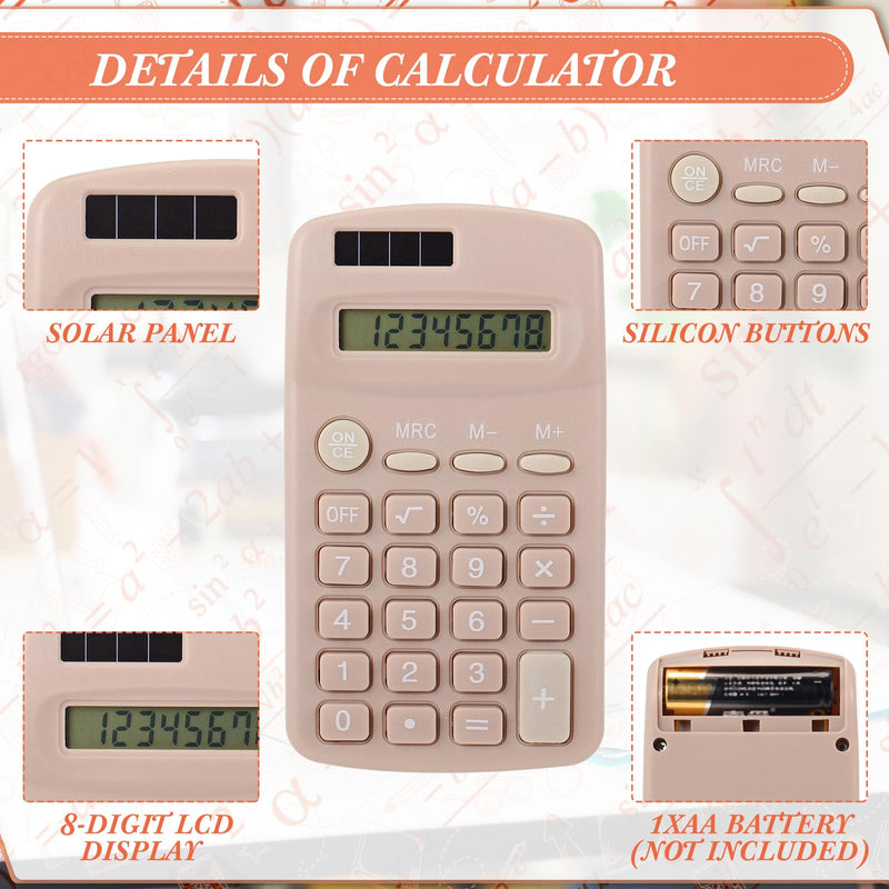 Tellegloww 24 Pcs Pocket Size Solar Calculators Bulk for Classroom Mini Basic Calculator Solar Battery Dual Power 8 Digit Display for Kids Student School Office Accounting Tool