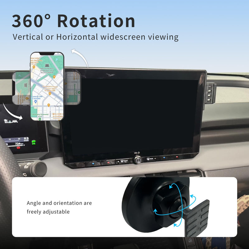 Car Phone Holder for Toyota RAV4 2026 Accessories, 12.9-Inch Screen Car Phone Mount with Dual Holders, 360° Adjustable Magnetic Phone Holder, Does Not Block Air Vents, for iPhone & Android Magnetic holder RAV4 2026 screen phone mount