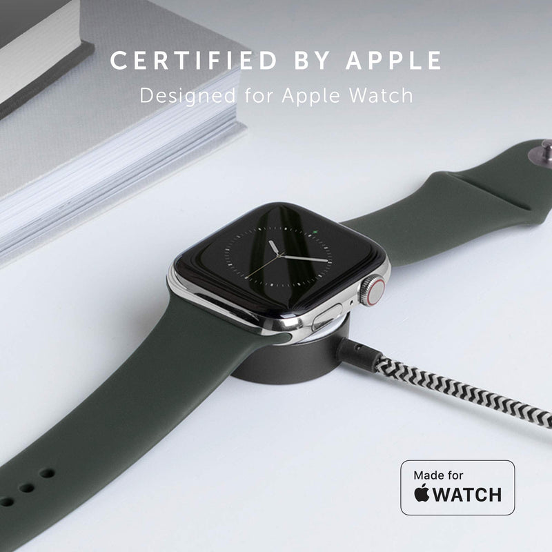 Native Union Belt Watch Cable - 4ft Ultra-Strong Reinforced [MFi Certified] Durable USB Charging Cable Compatible with Apple Watch, Leather Strap (Zebra) Zebra