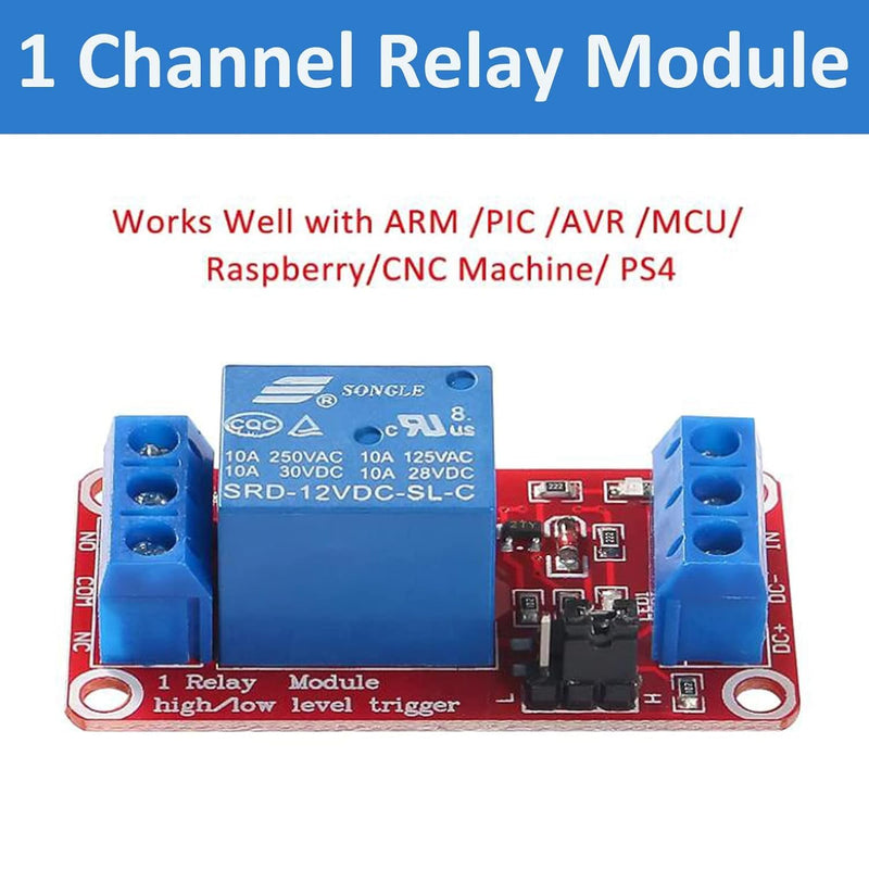 GTIWUNG One Channel Relay Module 12 V, 1 Channel Relay Board with Optocoupler Isolation, High Level Trigger Relay Module, Low Level Trigger Expansion Board, Relay Switch Module for Arduino Pack of 10 1 channel 12 V, red