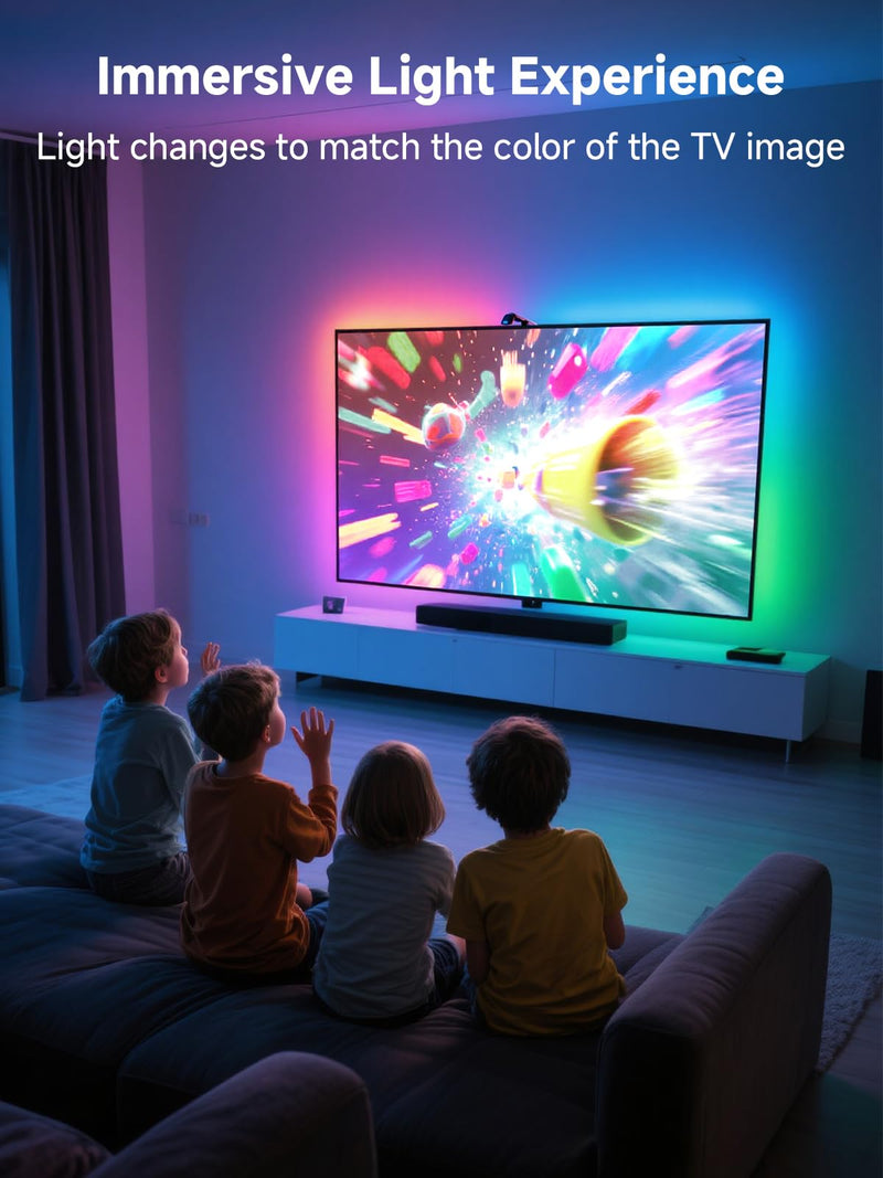GIPOYENT LED TV Backlights with Camera, 13.7FT TV Lights That Change with for 45-65 in TV, Music Sync LED Strip Light with Smart App Control - RGB Color Changing Light Strip for Bedroom 13.7FT for 45"-65" TV