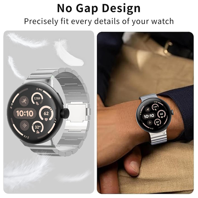 Titanium Magnetic Band for Google Pixel Watch 5/4/3 45mm Men | Metal Band for Pixel Watch 45mm | No Tool Needed Adjustment,40% Lightweight,Durable,Skin-Friendly,Fit wrist 6"-9",for Men black