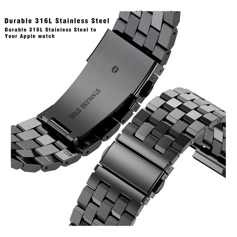 Stainless Steel Band and Case Compatible with Apple Watch Band Ultra | HASLFM Metal Protective Bumper Cover with Straps for iWatch Ultra 3/2/1 49mm Men, Grey