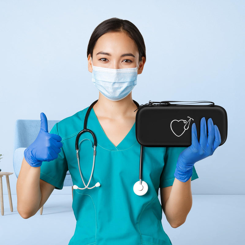 Yinke Stethoscope Bag for 9M Littmann/MDF/ADC Stethoscope Nurse Accessory for Emergency Paramedics Small and Portable Shockproof for Travel Fits Medical Scissors Reflex Hammer Pen Light Black Optimization