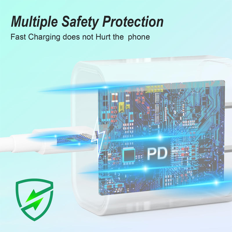 Phone 15 Charger [MFi Certified] 2 Pack 20W USB C Fast Wall Charger Block with 2 Pack 6 FT USB-C to C Cable for iPhone 15/iPad Series, Galaxy, AirPods Pro 6FT