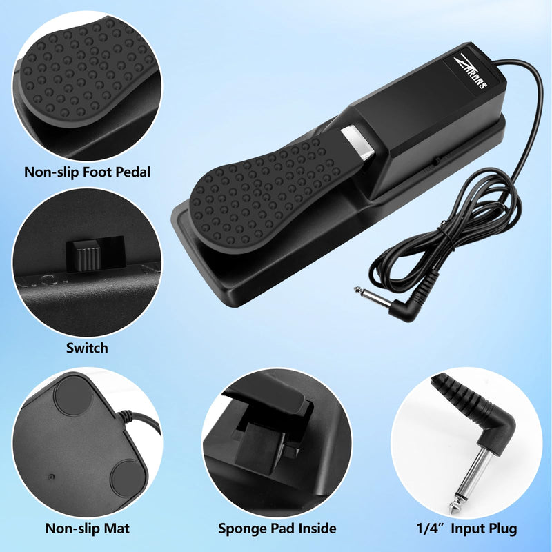 [AUSTRALIA] - Sustain Pedal Universal for Keyboard, Piano Pedal with Polarity Switch for Digital Piano 