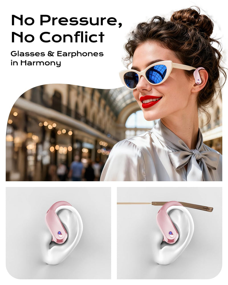 Wireless Earbuds Bluetooth 5.3 Sport Headphones with Earhooks,IPX7 Waterproof Earphones,48H Playtime Earbuds,Lightweight 7.8g,Noise Cancelling Mic Bluetooth Headphones for Running & Workout (Coral)