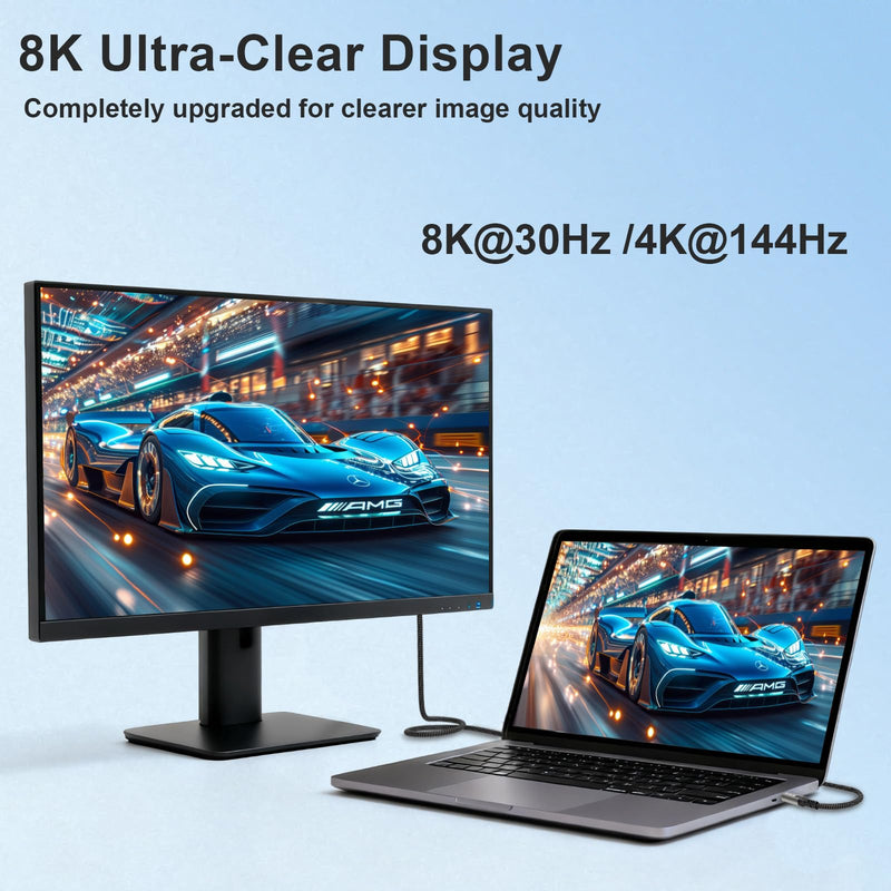 (2-Pack USB c to USB c Cable 10ft,USB C 3.2 20Gbps Data Transfer,Supports 8K@30Hz,4K@60Hz/144Hz Video,240W 48V/5A,USBC Display Cable for Thunderbolt 4,MacBook Pro, Switch iPhone 16 10FT+10FT