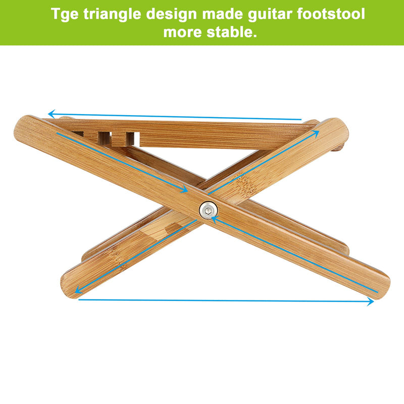 Bamboo Guitar Foot Stool 9.25 Inch 4 Gear Adjustable Non-Slip Foot Rest for Classical Guitar Player