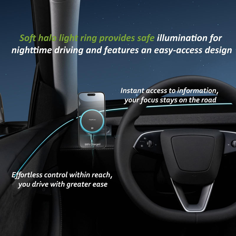 Persevere for Tesla Phone Mount Model 3 Highland 2024-2025 & Model Y Juniper 2025, 15W Qi2 Wireless Charger Strong Magnetic Holder, Fixed Driver Left Air Vent for 4-6.9" Smartphones, Anti-Slip Model Y Juniper 25 / Model 3 Highland 24-25