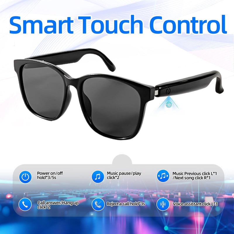 APOPHENIA AI Smart Bluetooth 5.4 Translation Sunglasses,Open-Ear Audio Glasses,144+Languages Real-Time Translator,Polarized UV400,Travel Business (Black Frame Grey Lens)