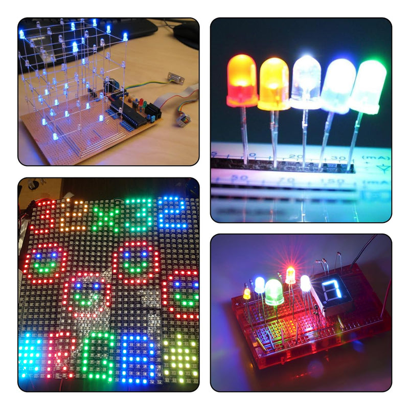 Pack of 500 LED Light Emitting Diodes 3 mm - 5 Colours (Red, Yellow, Blue, Green, White), Extra Bright, 20mA, 3V LED Diodes Assortment for Science, DIY, DIY & Electronics Projects
