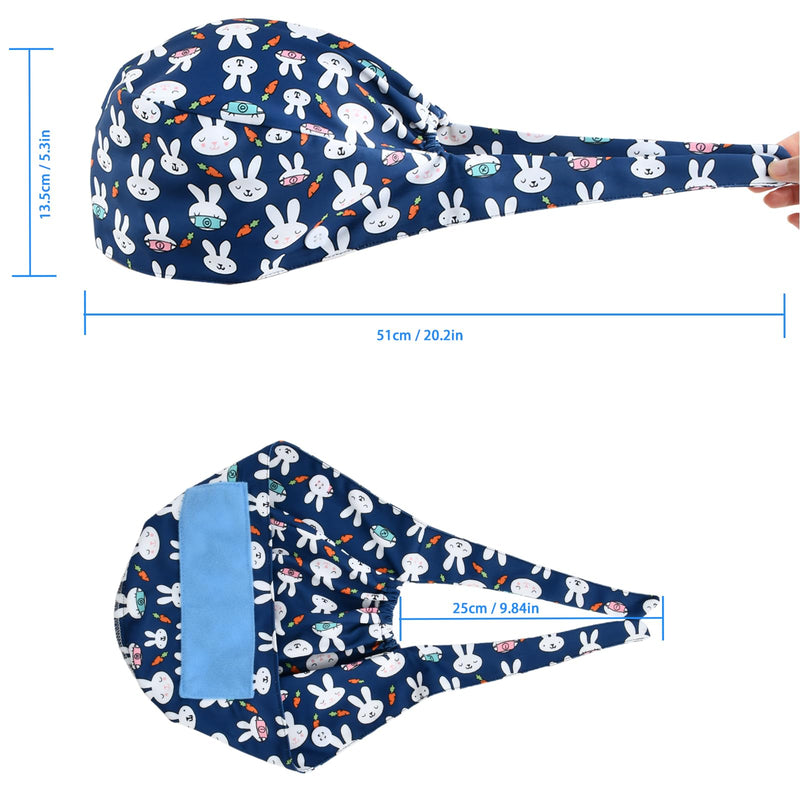 [AUSTRALIA] - Ziyonix Pack of 4 Surgical Caps with Buttons, Cotton Nurse with Sweatband, Bandana Work Caps, Adjustable Surgical Hat for Women and Men 