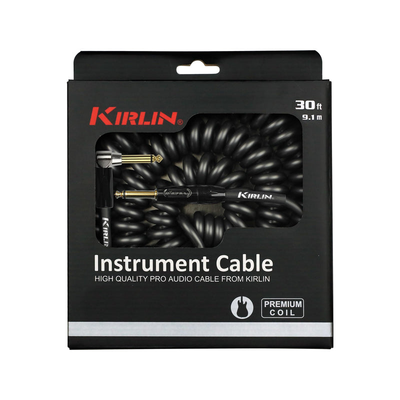 [AUSTRALIA] - KIRLIN Cable Instrument-Cables, 1/4" Mono Plug, Metallic Black, 30ft (IPK-222BFGL-30/BKE) 