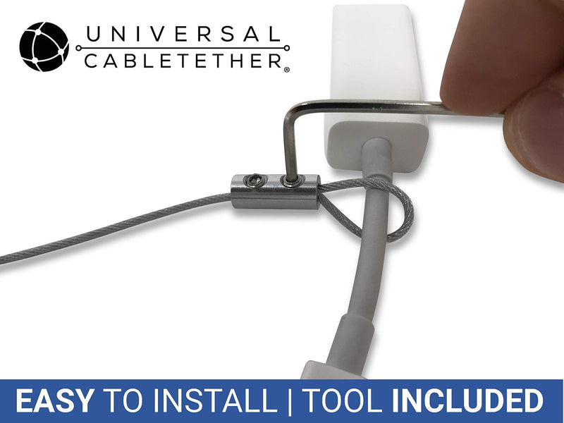 Universal CableTether - TetherClamp (4 Pack) - Heavy Duty, Reusable, Adjustable, Cable Tether - Secure Conference Room Computer Display Adapters and Mac Adapters