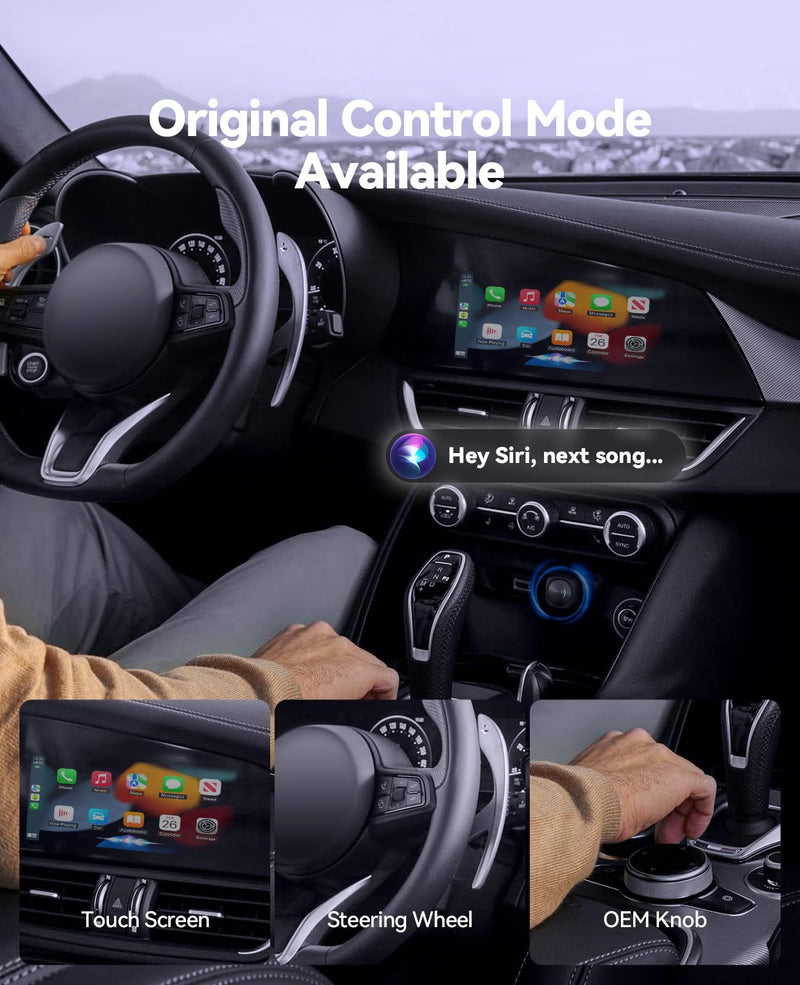 Wireless CarPlay & Android Auto Adapter, Convert Wired to Wireless | Fast Auto Reconnect, Plug & Play for Factory Wired CarPlay Vehicles, Compatible with Most Cars 2016+, Black