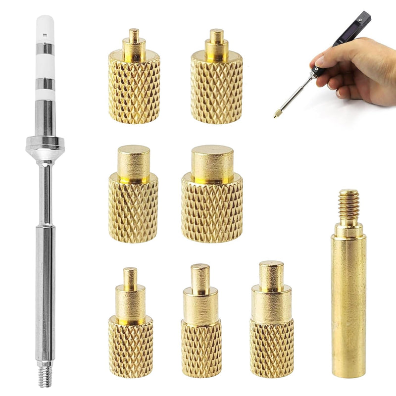 7-Piece Soldering Tips and Melting Thread Set, M2 / M2.5 / M3 / M4 / M5 / M6 / M8, Brass, with Adapter, for TS100/TS101 Soldering Tips, Interchangeable with Standard 936 Universal Tips (Yellow) Yellow