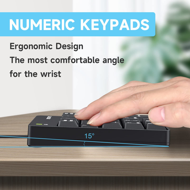 [AUSTRALIA] - MOFII Wired Number Pad Numeric Keypad Silent 19 Keys USB Numpad, Portable Financial Accounting Keyboard 10 Key for Laptop/Computer/PC/Notebook/Surface Pro - Black Wired Black kaypad 