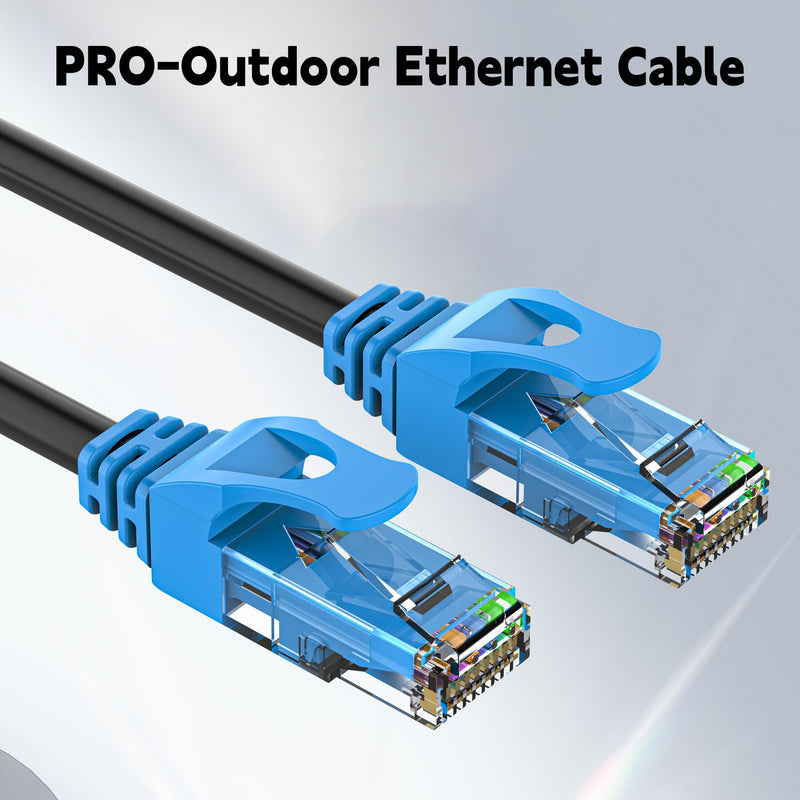 350FT Outdoor Cat6 Ethernet Cable, Heavy Duty Direct Burial, In-Ground, POE, Waterproof, LLDPE UV Resistant, UTP, 24AWG CCA Solid Cord, Network, Internet, LAN, Cat 6 Patch Cable - 350 Feet 350FT