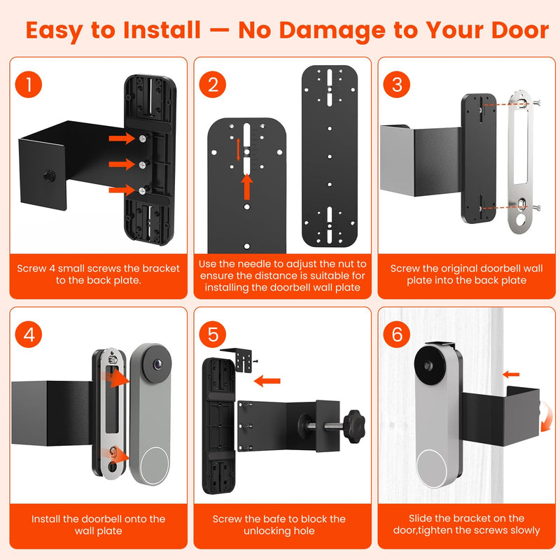 Anti-Theft Doorbell Mount Compatible with Google Nest Doorbell (Battery) | No-Drill Video Doorbell Camera Mount for Apartments & Rentals, Secure Mounting Bracket Case with No Block Motion Sensor