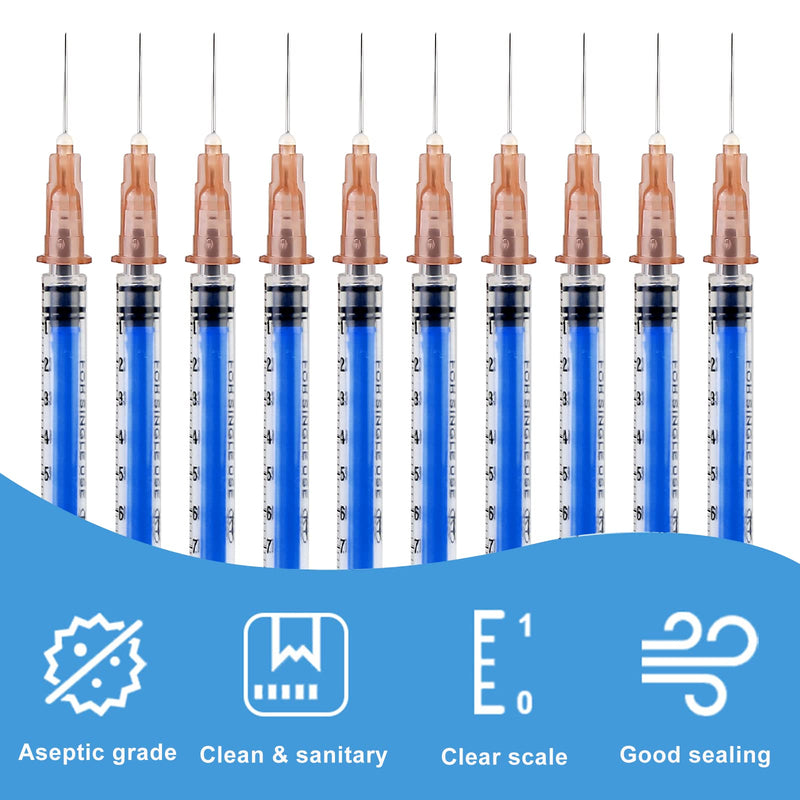 Pack of 30 1 ml Syringes, Plastic Syringes with Caps, Independent Seal Packaging, Minimum Scale 0.01 ml, for Feeding Animals, Liquid Measurement for Laboratory, Industrial Precision Application blue