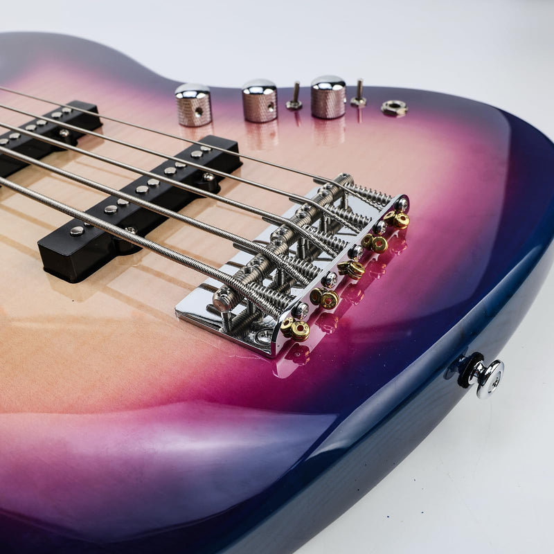 [AUSTRALIA] - Electric Bass Guitar Bridge with Stainless Steel Threaded Saddles Plate 5 String Fixed Bridge Compatible with Vintage style Fender Jazz Precision Bass Bridge Replacement Parts Chrome 5 Piece 