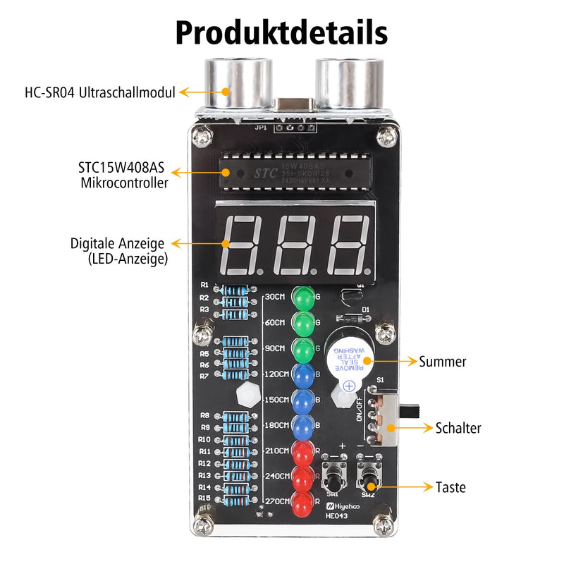 [AUSTRALIA] - Ultrasonic Rangefinder Soldering Kit, ElektoLoter HC-SR04 Distance Sensor DIY Electronic Kit with LED Indicators, STEM Soldering Learning for Home and School Education as well as Daily Use 