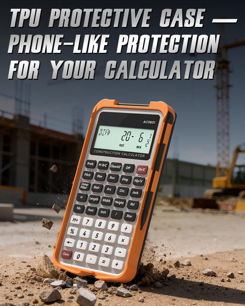GUYUCOM Construction Calculator with Writing Tablet Concrete Calculator | Home Project Tools for Contractors Construction Industrial Carpenters Real Estate Pocket Calculators Gifts for Carpenters Silver Orange