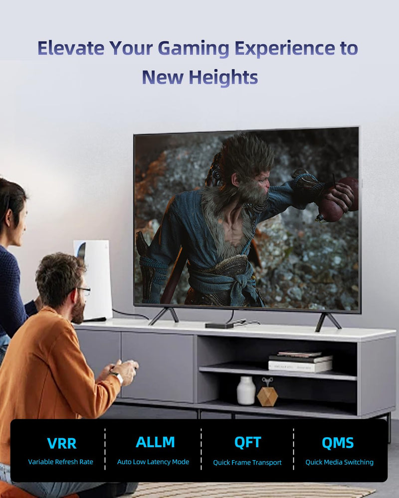 8K Fiber Optic HDMI Cable 33 Feet, Long HDMI 2.1 Cable High Speed Unidirectional 8K@60Hz HDMI Braided Cord Support eARC/Dynamic HDR/HDCP/3D,Compatible with PS5 PS4/HDTV/Xbox Series Grey 33FT