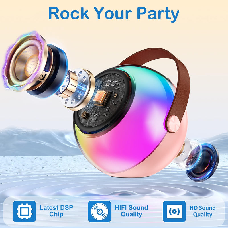 Mini Karaoke Machine for Kids Adults, Portable Bluetooth Speaker with 2 Wireless Microphones, Karaoke Toys for Family Party, Birthday Gifts for Girls Ages 4, 5, 6, 7, 8, 9, 10, 12+ (Pink, 2 Mics) Pink