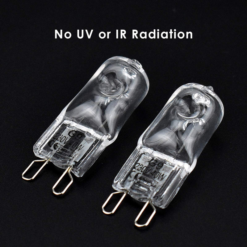 BROTOU Pack of 4 G9 Halogen Bulbs, G9 Halogen Bulbs, 40 W, 230 V, 2800 K, Dimmable Halogen Bulbs for Oven Lamp, Microwave, Cooker, Ceiling Lights 4er-40w