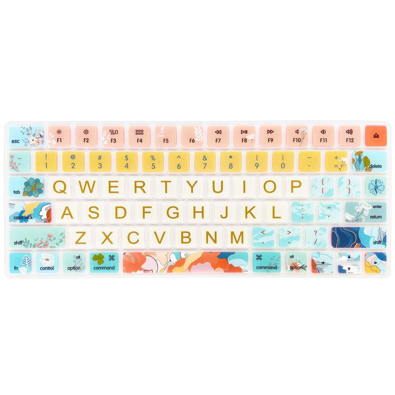 SANFORIN Keyboard Cover Skin for Apple iMac Wireless Magic Keyboard 2nd Gen MLA22LL/ A (Model: A1644), Silicone Skin Protector with Big Letter Design, US Layout, Flowers for Wireless Magic Keyboard (Model:A1644)