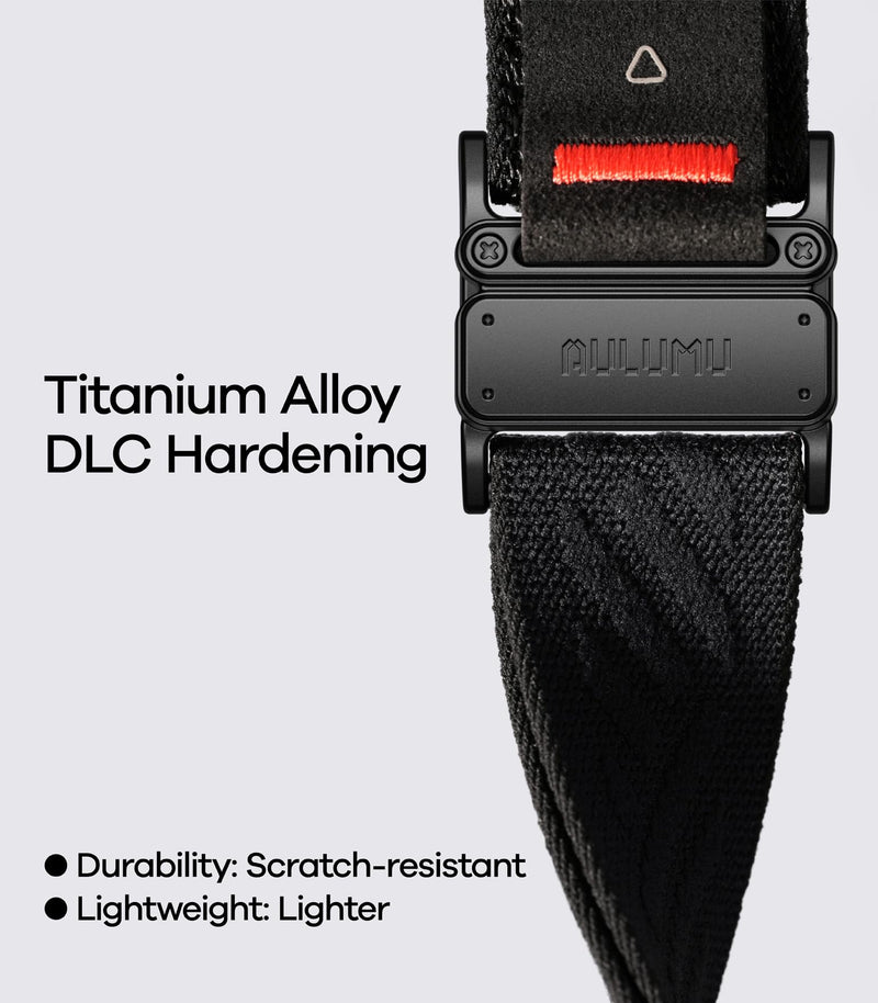Aulumu C03 Snap Functional Titanium Buckle for Apple Watch Ultra (3/2/1) Nylon Band | Luxury Embossed Texture Knit | Quick-release Design | iWatch Bands for 49/46/45/44MM Black Titanium