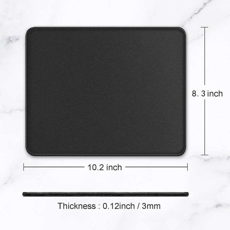 Hsurbtra Mouse Pad, Premium-Textured Square Mousepad 10.2 x 8.3 Inch, Stitched Edge Anti-Slip Waterproof Rubber Mouse Mat, Pretty Cute Mouse Pad for Office Gaming Laptop Women Kids Jet Black