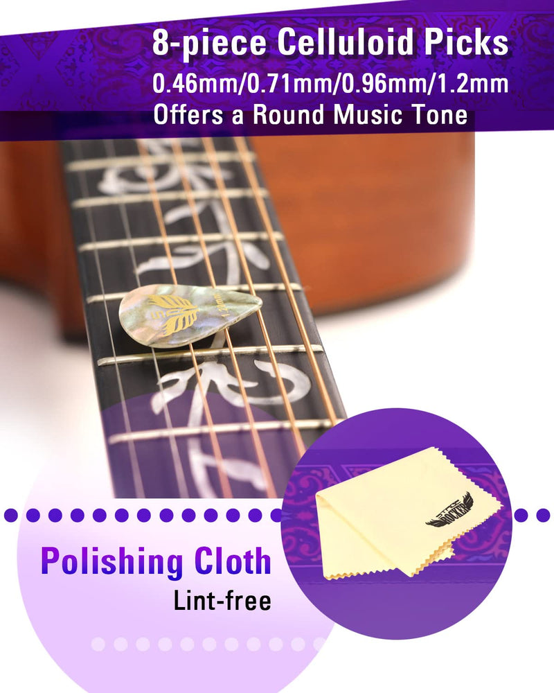 Stage Rocker Guitar Accessories Gift Box for Acoustic and Electric Guitars, 5-in-1 Essential Gift Purple