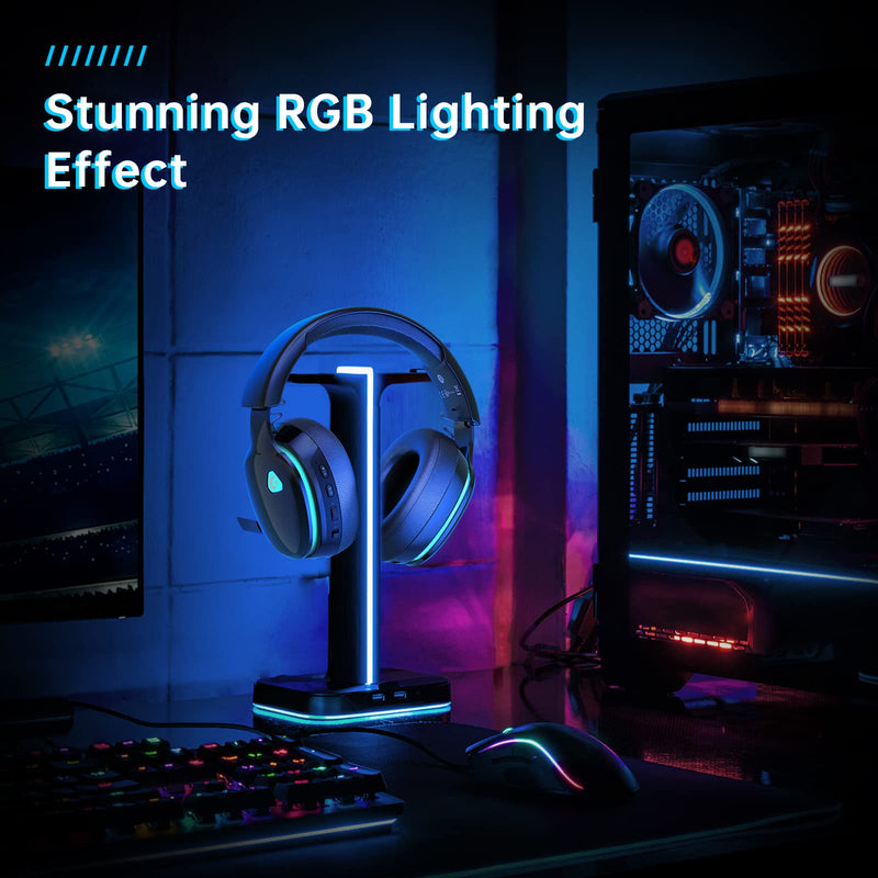 [AUSTRALIA] - Gtheos 2.4GHz Wireless Gaming Headset for PC, PS4, PS5, Mac, Nintendo Switch, Bluetooth 5.2 Gaming Headphones with Noise Canceling Microphone, Stereo Sound, ONLY 3.5mm Wired Mode for Xbox Series-Black Black 
