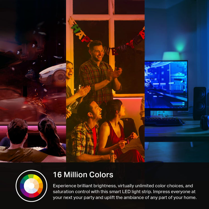 [AUSTRALIA] - Kasa Smart LED Light Strip, RGB, 32.8ft(2 Rolls of 16.4ft.) Wi-Fi LED Strip Works w/ Alexa & Google Assistant,High Brightness, Trimmable, Up to 25,000 Hours,2Yr Warranty (KL400L10),Multicolor Multicolor 32.8 Ft 