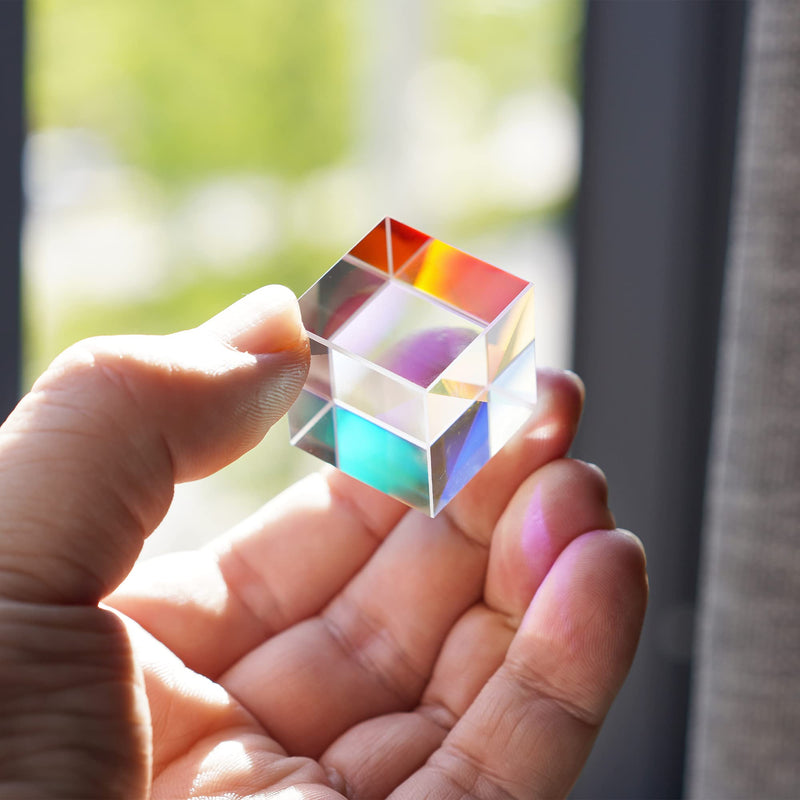 25mm Optical Glass X-Cube Prism RGB Dispersion Prism Physics and Decoration Light Spectrum Educational Model Photography Props 25mm