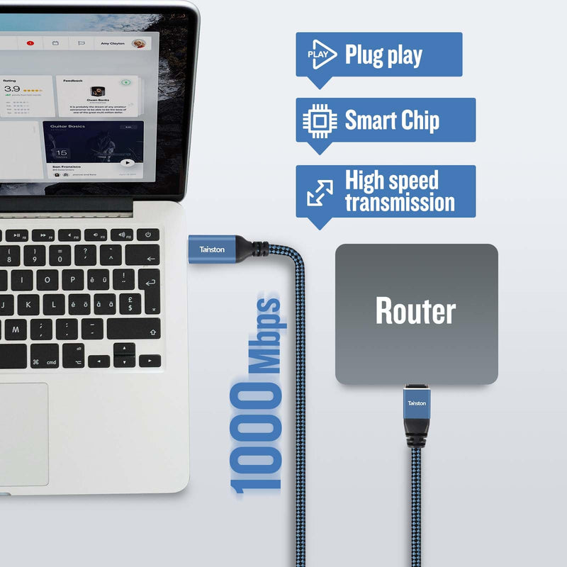 USB C to Ethernet Cable, 100Ft Type C to RJ45 Cable,USB C to Gigabit Ethernet Cable Compatible Thunderbolt 3/4,Directly Connected to Smartphone, Laptop, PC, Switch, Router, Modem and More 100 FT