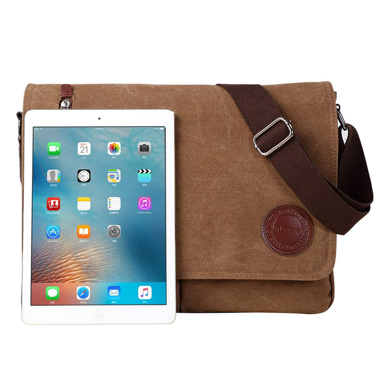 Vintage Canvas Satchel Messenger Bag for Men Women,Travel Shoulder bag 13.5" Laptop Bags Bookbag (Coffee) Coffee