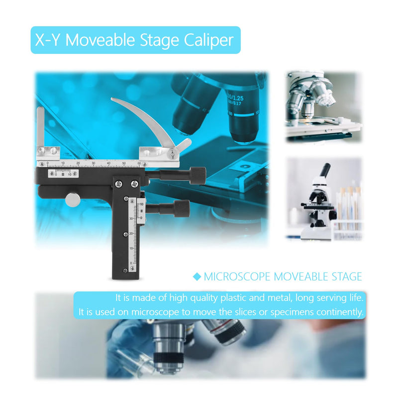 Movable Table Microscope, Professional Attachable Mechanical X-Y Movable Table Caliper for Microscopes